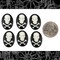 Black and White Skull and Crossbones 25mm x 18mm Cameos - Set of Six - CAM253